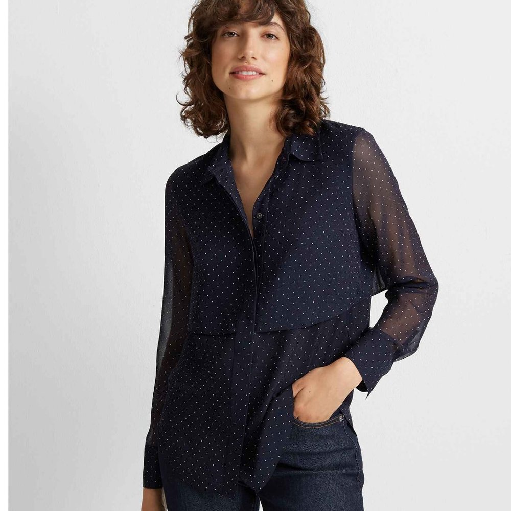 Club Monaco Berne  Navy Silk Shirt